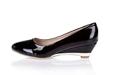 VogueZone009 Womens Closed Pointed Toe Low Heel Wedges PU Soft Material Solid Pumps
