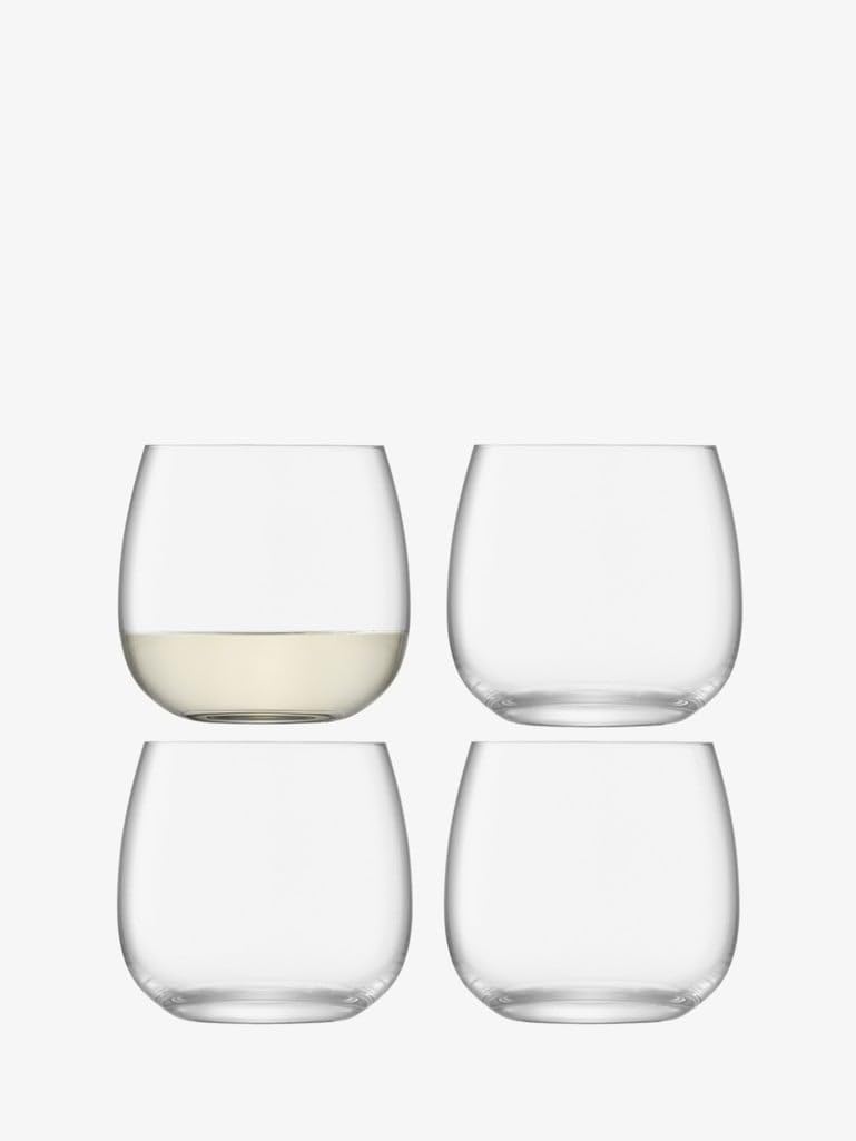 LSA International Borough Stemless Glass 370ml Clear | Set of 4 | Dishwasher Safe | BG10, White