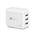 EC Technology 4A 3 port 20W USB Wall Charger with Auto IC (Foldable Plug) Adapter for iPhone 7/6s/6/ 6 Plus, iPad Air 2/Pro, Galaxy S7/S7 Edge/S6/S6 Edge and More-White