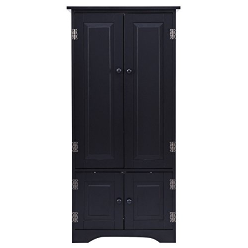totoshop Accent Storage Cabinet Adjustable Shelves Antique 2 Door Floor Cabinet Black