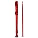 Soprano Descant Recorder 8 Hole-3 Piece Kids Crystal Music Flute w/ Cleaning Rod Bag Instruction Red