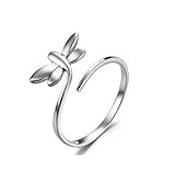 Creativelife Women's Lovely Butterfly 925 Sterling Silver Adjustable Ring Suitable for All Sizes