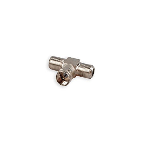 HTTX F-type Male to 2 Female RF Adapter Splitter Connector T-shape for Video VCR Cable TV Antenna (10 Pack)