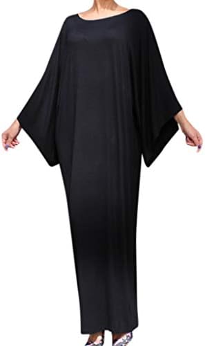 Womens Muslim Soild Bat's-Wing-Sleeves Islamic Maxi Abaya Kaftan Dress, MITIY