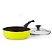 Cook N Home Nonstick Ceramic Coating Die Cast Deep Saute Stir Fry Pan Wok Pan with Lid, 3 quart/9.5
