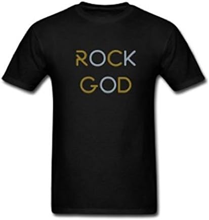 Rock God Men's T-Shirt Metallic Gold &amp; Metallic Silver Font (XL, Black)