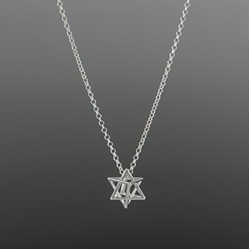 Star of David Necklace, Handmade Unique Sterling Silver Pendant Necklace, 3D Merkaba jewelry For Women or Men, Statement Geometric Spiritual Charm Gift