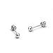 14k White Gold 3mm Plain Hollow Gold Ball Children Screw Back Girls Earrings