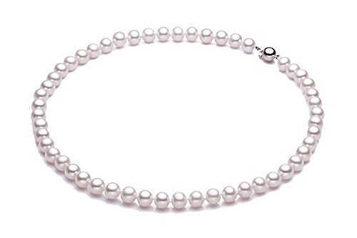 JYX Classic 7-8mm White Round Freshwater Pearl Necklace 18