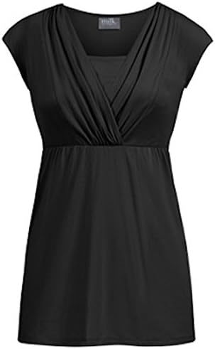 Pheobe Bee Women's Ruched Side-Shirred Nursing Top Short Sleeve Breastfeeding Tee Shirt (M, Black)