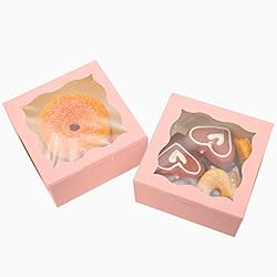 Pink Bakery Boxes with Window 4x4x2.5 inches Small