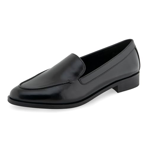 Aerosoles Women’s EVEREST01 Loafer, Black Burnished Faux Leather, 8 Wide