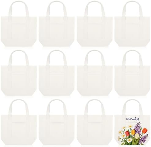 Amazon.com: Aliceset 12 Pack Mini Canvas Tote Bags Reusable Mini