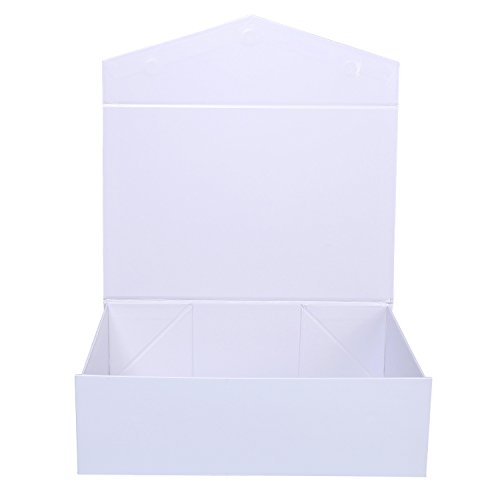 Large Gift Box (13.9" x 4.4" x 9.2"), Sturdy Gift Box, Reusable Decorative Storage Box, Collapsible Magnetic Closure Box, Decorative Boxes with Magnetic Closure (White, 2 Packs) by PACKHOME