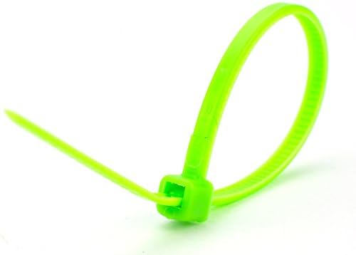 CTS Brand - 6 Inch, 40 Lb Tensile Strength, Neon Green Nylon Cable Tie (Bag of 100)