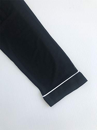 Pajamas Set for Womens 2 Piece Nightwear Long Sleeve Button Down Sleepwear Soft Pjs Black XXL