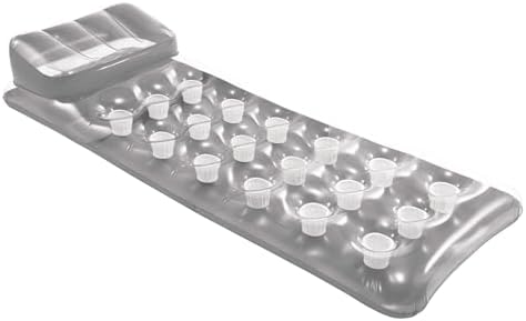 58894EU - Tapete Insuflável 18 Copos de Prata + Almofada 188x71 cm