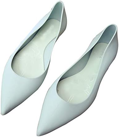 Women Ballet Flats Pointed Toe Jelly Shoes Casual Waterproof Rain Shoes