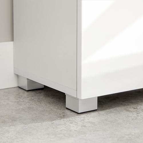 Vasagle BBK140W01 Bathroom Cabinet, cupboard with drawer, bathroom cabinet with double door, adjustable shelves, with feet for bathroom, hallway, entrance area, 60 x 30 x 80 cm, white