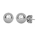14k Real White Gold Stud Ball Earrings W/Gold Friction Backs - 6 mm