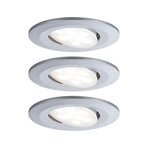 Paulmann 99933 Calla LED recessed luminaire Round Set of 3 incl. 3x5,2W IP65 dim recessed spot Chrome matt Cabinet Light Plastic recessed lamp 4000K