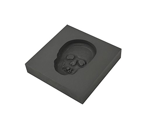 Medium - Skull 3D Graphite Ingot Mold for Precious Metal Casting Gold Silver Copper Melting