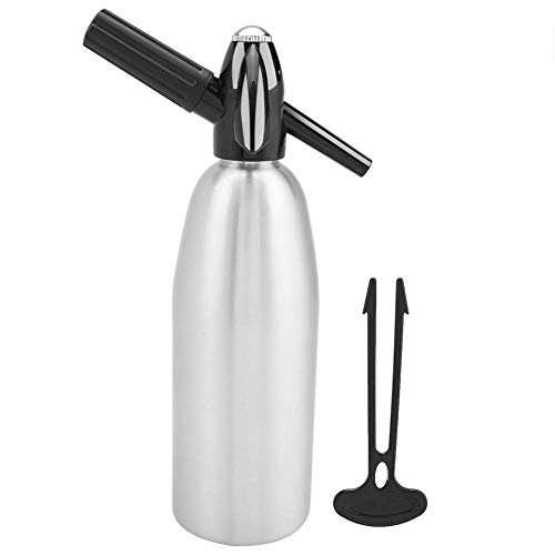 Raguso Soda Bottle Fashionable Attractive Alloy Soda Syphon Bottle Seltzer Portable Siphon Carbonated Seltzer Water Maker With Pressure Regulator for Mojitos Cocktails Juice Drinks(Silver) Sodamaker