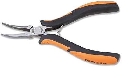 Beta 11780102 Model 1178 BM/P Half-Round Long Bent Needle Nose Pliers, Bi-material Handles, 140mm Smooth