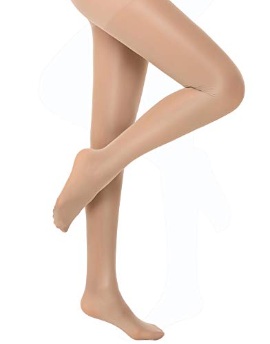 Reinforced Toe Shaping Pantyhose Control Top Semi Opaque Tights Hosiery (Nude A1, Small)
