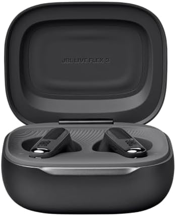 Live Flex 3, Écouteurs sans fil, Bluetooth, jusqu'à 50 h d'autonomie, Réduction de Bruit Active, son haute fidélité JBL Signature, étanches à l'eau IP54, noir