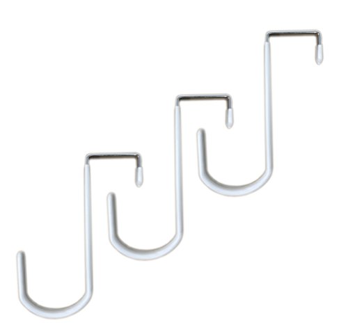 Tetra-Teknica EDH-3P Vinyl Coated Over The Door Hook Fits Door up to 1⅜ Inch Thick, 3 per Pack, Color White