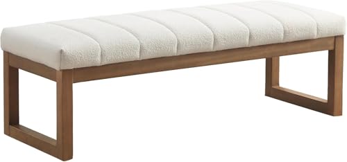 Zihanhome 52.7" Bedroom Bench for End of Bed, Modern Upholstered Teddy Fabric