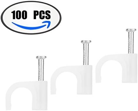 Round Ethernet Cable Wire Clips 100 Pieces - XINCA Electrical Cable Staples cable nail Cable Management RG6 RG59 CAT5e CAT6 CAT7 RJ45 HDMI DVI VGA cables - (White 8mm)