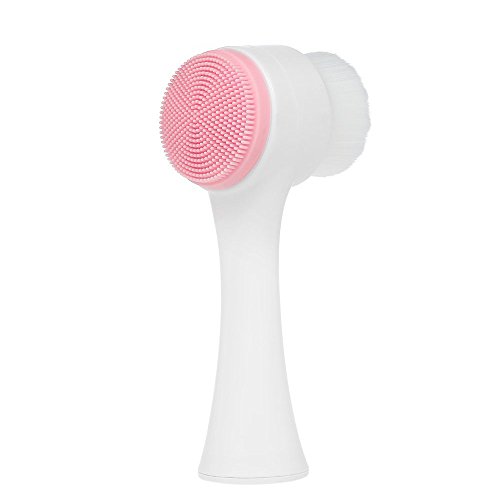Somaer Silicone Cleansing Face Brush, 2 in 1 Facial Cleaning Brush for Deep Pore Exfoliation, Wash Makeup, Massaging, Acne (Blue)