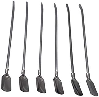 Hojo Drinking Slush Straw Set of 6 for Cold Hot Drinks Barware Reusable Stainless Steel Cocktail Mixing Spoon with Cleaning Brush Rectangle Shape