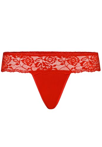 Teyli Strings Classiques Et Confortables pour Femmes, Qui Mettent Subtilement en Valeur La Silhouette Tout en Alliant Élégance, Confort Et Délicatesse, avec Une Taille en Dentelle. Rouge XL