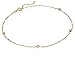14k Yellow Gold Chain and Bead Anklet, 9
