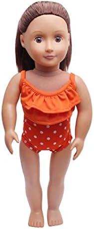 Dinglong One-piece Swimwear Summer Swimsuit Dress Outfit for 18 Inch American Girl Our Generation Doll (Orange)