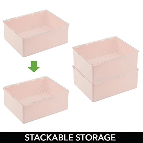 mDesign Plastic Bathroom Storage Organizer Box with Hinge Lid for