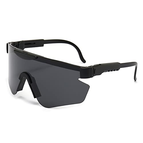 Gleyemor Cycling Glasses Polarized Sport Sunglasses for Men Women Running Motorcycle UV400 Protection Goggles (Black/Grey)