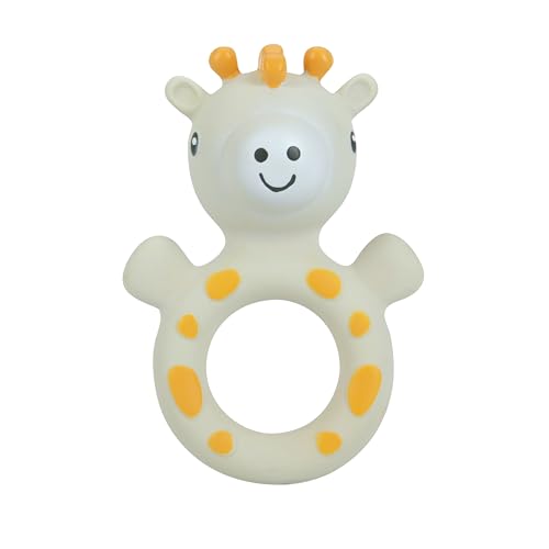 Nuby Giraffe Teether, 100% Natural Rubber Baby Teething Toy with Multi-Textured Surfaces for Tactile Exploration & Gentle Gum Massage, Easy-Grip Design with Bright Colors for Sensory Stimulation
