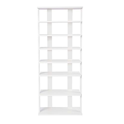 JEROAL Wooden 7 Tier Shoes Racks, Tall Narrow Shoe Storage Tower, Small