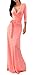 Vivicastle Women's Solid V-Neck 3/4 Sleeve Wrap Waist Long Maxi Dress (Medium, Coral)