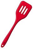 StarPack Basics Range Silicone Turner Spatula/Slotted Spatula In FDA Grade With Hygienic Solid Coating + Bonus 101 Cooking Tips (Cherry Red)