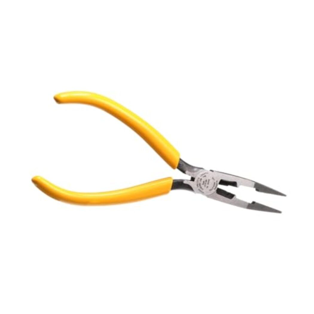 Klein Tools VDV026-049 Crimping Long Nose Pliers With Curved Handles, Grooved Jaws and Induction Hardened Steel