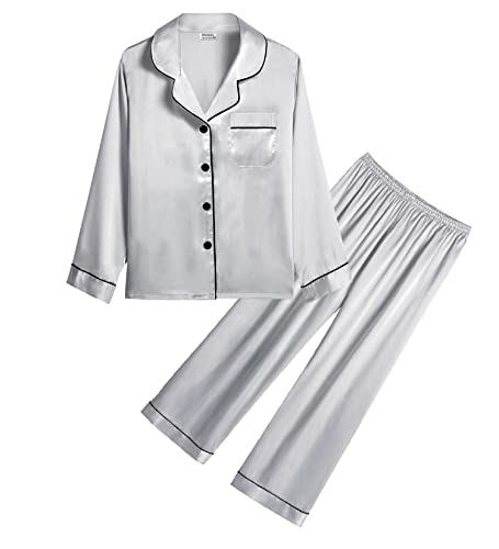 SWOMOG Kid Girls Boys Silk Satin Pajamas Set