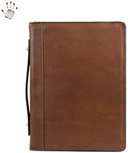 Genuine Leather A4 Documents Folder With Binder And Handle Color Brown