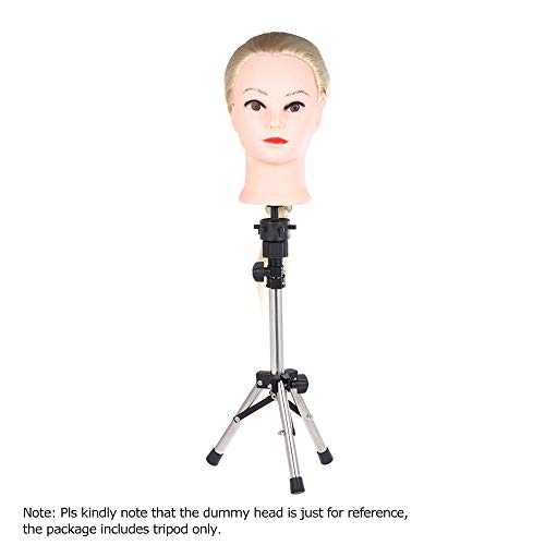 Hairdressing Tripod Stand Holder,❤️❤️Maonet Adjustable Stainless Steel Durable Wig Head Stand Mannequin Tripod Hairdressing Training Holder (M, White)