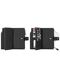 Travelambo Billetera de cuero genuino, larga bloqueador RFID, de lujo, organizador de tarjetas, para mujer