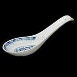 Chinese Porcelain Soup Spoons with Blue Floral Design - Set of 4